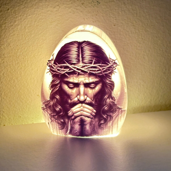 3D Printed Θήκη Κεριού με Ανάγλυφη Αγιογραφική Μορφή